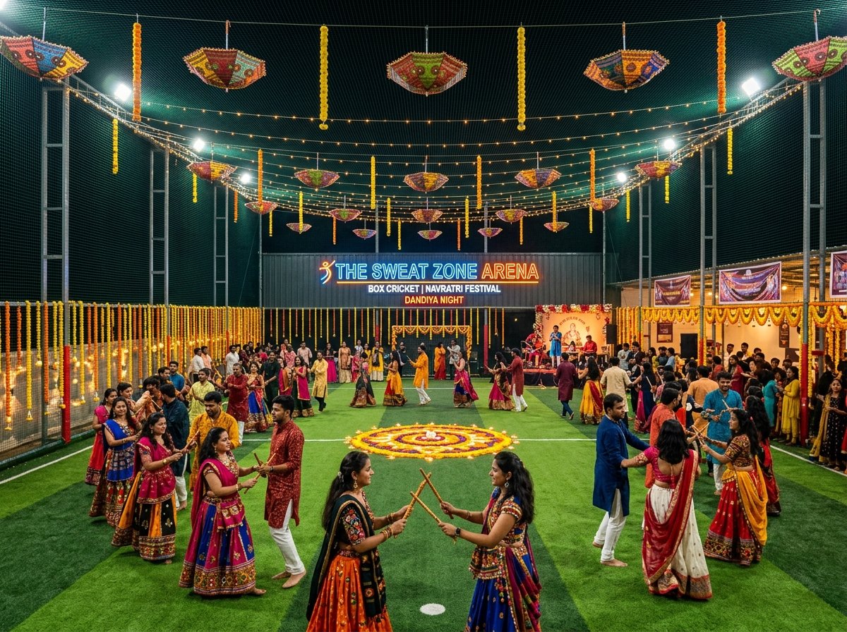 The Sweat Zone Box Cricket Dandiya Decor